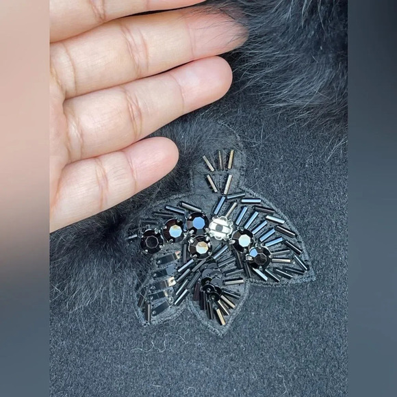 Kobi Halperin X Erte Anisa Fox and Rabbit Fur Combo Coat w/ Crystal Brooches L - Picture 8 of 16